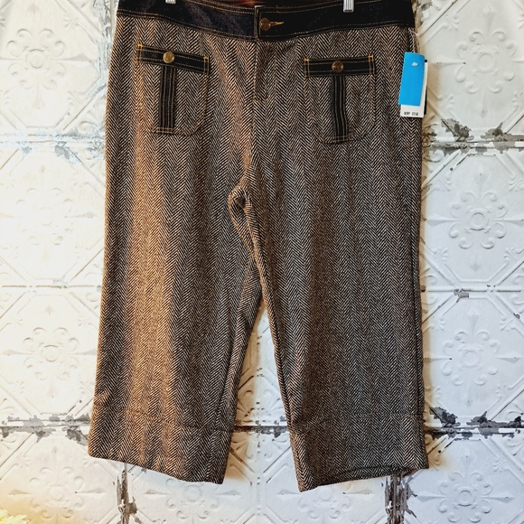 Baby Phat Jean Co Brown Tweed Cropped Pants- NWT - Picture 2 of 13